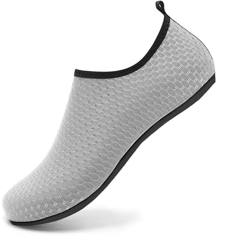 Steppli Water Shoes Yoga Quick-Dry Lightweight Swim Pool Sea Surf Shoes Weitsuit Breathable Aqua Wet Socks for Men Women Grey EU36/37=UK3/4