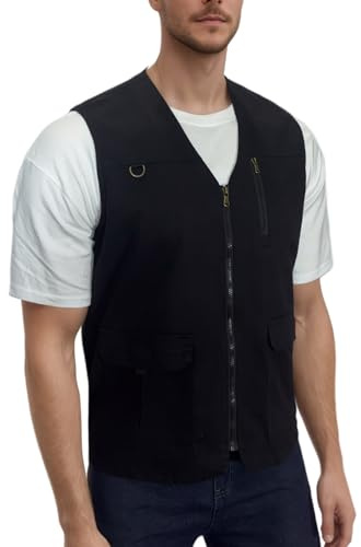 MeiLayM Homme Gilet de Pêche Plein air Sport Sans Manche Veste Léger Respirant Gilet Multi-Poche Gilet à Séchage Rapide Loisirs Gilet Photographe Camping Veste