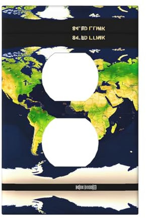 Cubiertas de salida con impresión de mapa del mundo, 1 placa de pared de tamaño estándar, cubiertas de placas frontales de policarbonato de doble salida