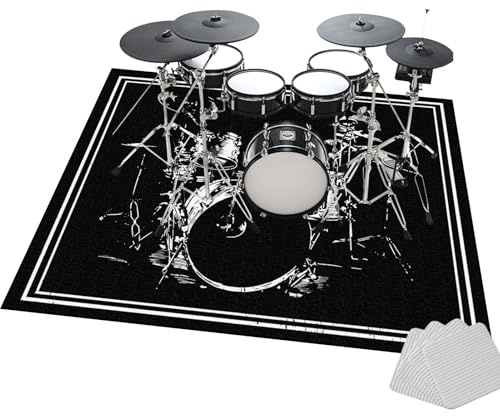 JaevKwzy Tappeto Professionale per Batteria e Strumenti a Percussione, Tappeto Batteria Elettronica, 100 x 80 cm Tappeto a Tamburo per Assorbimento degli Urti Insonorizzato Antiscivolo