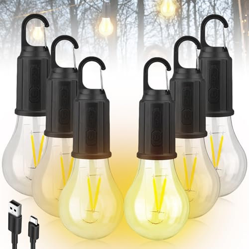 Campinglampe Aufladbar Zeltlampe Glühbirne, 3 Lichtmodi Wiederaufladbare Glühbirne mit Batterie, USB-Ladung Camping Laterne LED Mini, Helligkeit einstellbar, Campinglicht Outdoor (5)