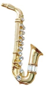 Broche Saxophone Mignon Strass Épinglette Musicale Délicate Pour Femme Homme Accessoire Vêtements Robe Costume Chemise Écharpe Vestes Sac Cadeau Musicien Bijou Élégant Charme