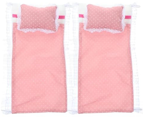 IMIKEYA 2ensembles Couette pour Poupée Et Oreiller Miniature Ensemble De pour Maison De Poupée avec Drap De Lit Miniature Décor pour Chambre De