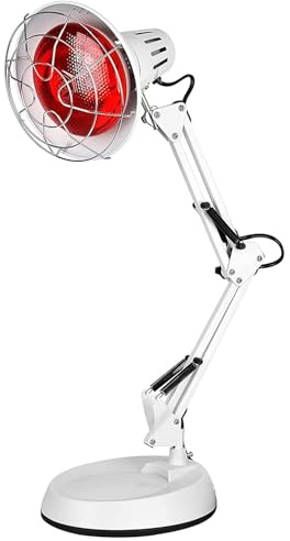VOVIPO 150W Lampada di calore a infrarossi,Terapia del dolore alla luce rossa,Lampada di calore a infrarossi per casa con timer, Braccio leggero di supporto regolabile e controllo della temperatura,WH