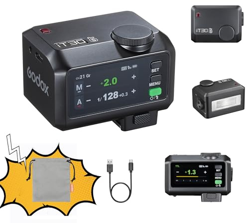 GODOX iT30Pro N TTL - Flash de cámara 2.4 GHz HSS 1/8000s GN15 con Pantalla táctil Compatible con Modos Maestro y Receptor, difusor Integrado para cámaras Nikon