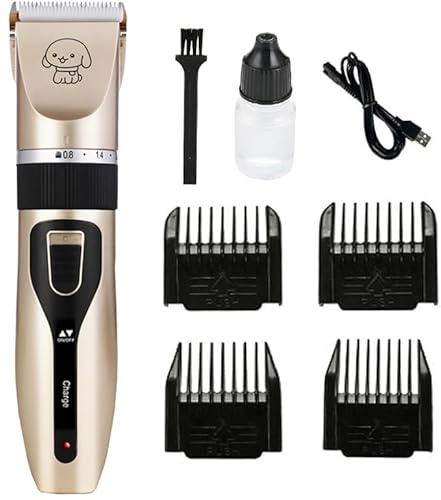 Tondeuse Chien Professionnel Charge Rapide Tondeuse pour Chien Sans Fil à 5 Vitesses à Faible Bruit avec Ecran LCD Lames Détachable en Céramique pour Animaux Chiens et Chats