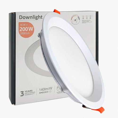 Downlight LED Soffitto da incasso circolare, 17 cm 16 W (200 W), 2000 lm, pannello rotondo da incasso, URG17, luce selezionabile 3000 K-4000 K-5700 K (CCT) (1, Ø170 mm)