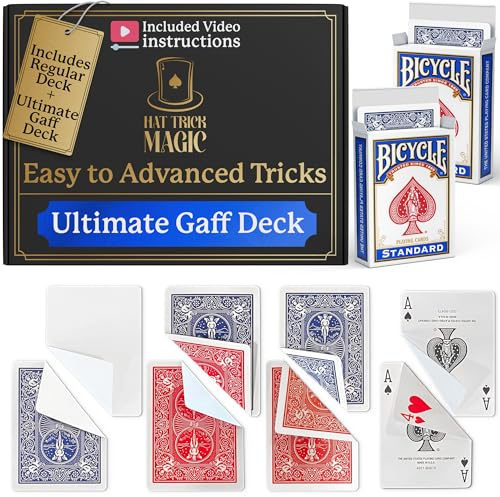 Hat Trick Magic Bicycle Rider Back Gaff Playing Card Decks (Ultimate Mixed Gaff Deck with Blue Standard Deck)
