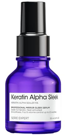 L'OREAL PROFESSIONNEL - Serum Cheveux Lisse Miroir Keratin Alpha Sleek - Scelle Durablement la Kératine - Anti-Humidité & Anti-Frisottis - Protecteur de Chaleur - Technologie Brevetée - 50 ml