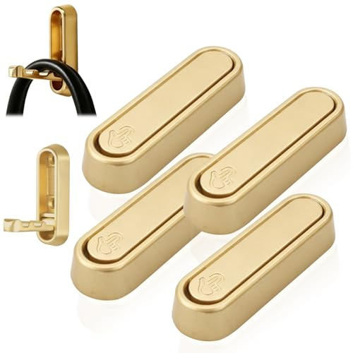 4Pcs Foldable Wall Hooks, Gold Coat Hooks for Wall Hanging, Multi Functional Heavy Duty Zinc Alloy Folding Clothes Hooks for Bathroom Kitchen, Flip Down Door Hooks Towel Bag Key Wall Hanging Coat