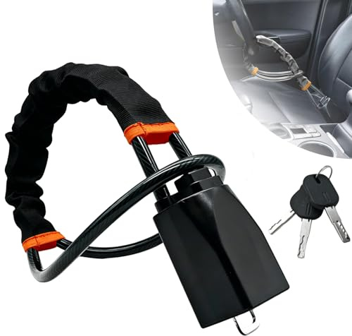POONGURY Bloqueo de volante antirrobo con 3 llaves, bloqueo de volante universal para coche, camión, SUV, monovolumen (negro)