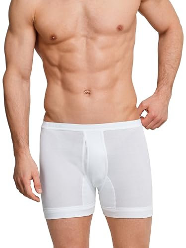 Schiesser Herren Kurz Mit Eingriff - Original Feinripp Unterhose, Weiss_005131, L EU