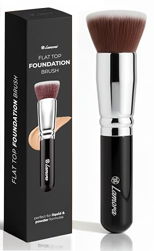 Brocha Base Maquillaje Fluido Kabuki Profesional - Brocha Foundation Contouring Polvos - Fibras Sintéticas Gruesas Negro