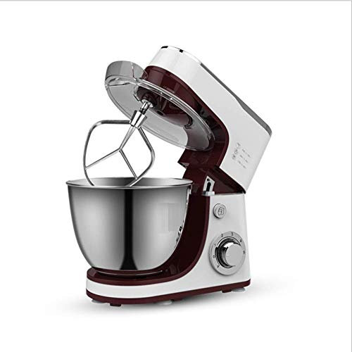 Batidora amasadora, E 1047D, 5 litros, 6 velocidades, 1300W, Amasadora Silencioso para Repostería, Incluye Amasador, Batidor, Varillas y Protección para Salpicaduras, Bol de Acero inoxidable,Stand
