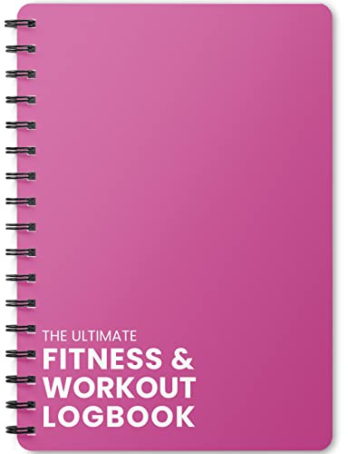 Ultimate Fitness Journal & Gym Workout Log Book with Plastic Covers [A5 Size - 6 x 8 Inches] Track 100 Workouts - Exercise, Weightlifting & Training Diary for Men & Women (Pink)