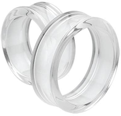 1 PAIR (2pcs) CLEAR ACRYLIC TUNNELS Double Flare Gauges Solid Saddle Thin Ear Flesh Plugs 1015 (5/8 (16MM))