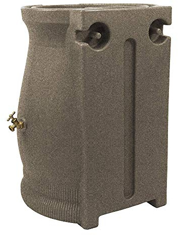 Good Ideas Rain Wizard 50 Gallon Rain Saver Barrel Water Storage Urn with Planter Space and 2 Brass Spigots, Sandstone (2 Pack)