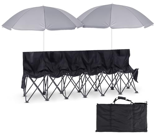 Cinnvoice Banc de Football Pliable Portable pour Sports d'équipe avec Parapluie pour Camp, Voyages, événements en Plein air avec Sac de Rangement (6 Places)