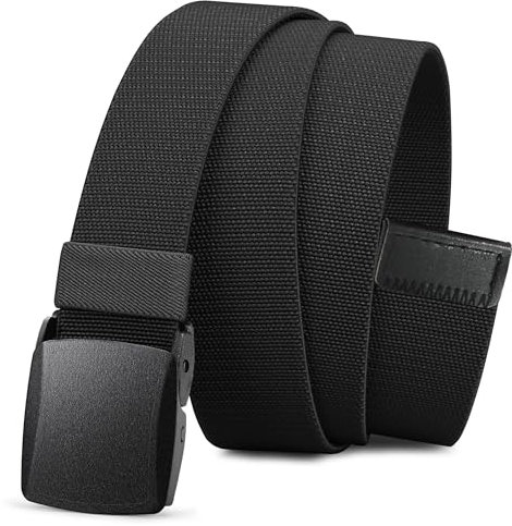 Bon4Extrao Straffes Elastischer Gürtel Herren für Arbeits, Stretchgürtel Herren 38mm für Wandern Reise Arbeitshose mit Leicht Taktische Metallfrei-Schnalle, Stufenlos Verstellbar, Schwarz