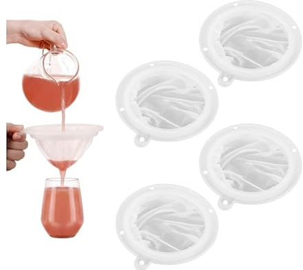 4 Piezas Colador de Malla Fina Colador Acero Inoxidable Colador de Cocina de Malla Colador de Tela Colador de Malla de Nailon con Asa Colador de Plástico de Malla de Yogur Colador Chino