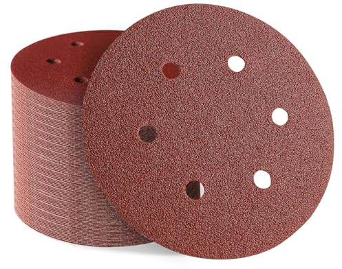 Sztaoip 100 Stück Schleifpapier 150mm Klett, Profi Exzenterschleifer Schleifscheiben Set mit 6 Loch – 20 X 60/80/120/240/320 Körnung für Holz Metall und Lack
