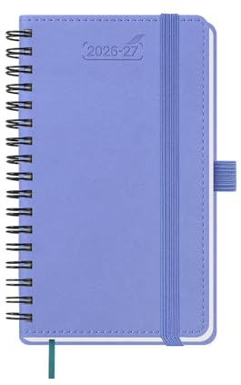 BEZEND Petit Agenda Semainier Spirale 2026 2027 de Juil. 2026 à Déc. 2027 | Agenda Scolaire de Poche A6 avec Pages de Notes, Porte-Stylo Autocollant, Couverture Souple en Cuir PU, Bleuet