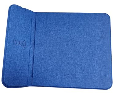 Xinsheinelry Tappetino per mouse integrato da 15 W con ricarica rapida, dispositivo radio pieghevole con LED intelligente, in pelle PU impermeabile