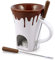 Swissmar Nostalgia F12064 Set di 4 tazze per fonduta di cioccolato, ceramica/acciaio inossidabile, bianco/marrone, 120 ml, candela riscaldata, lavabile in lavastoviglie, confezione regalo