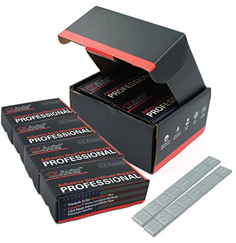 CKAuto 4 Boxes, 960Pcs, 0.25oz, Grey, Adhesive Stick on Wheel Weights, Automobiles, Trucks, SUVs & Motorcycles, Low Profile, 60oz/Box, U.S. OEM Quality, Valued Pack Perfect for Garages