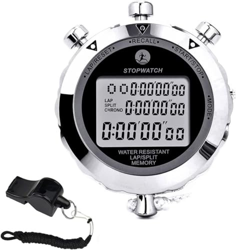 Metal Stop Watch 100 Lap Memory 0.01second Timing Stopwatches Timer with Countdown Alarm Clock for Sports Coach Running