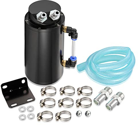 Madlife Garage Universal Billet Round Alloy Oil Resevoir Catch Tank Can Kit 9/15mm Fittings (750ml)