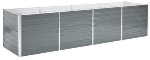 vidaXL Garten-Pflanzgefäß, verzinkter Stahl, Blumenkasten, Hochbeet, 320 x 80 x 77 cm, Grau