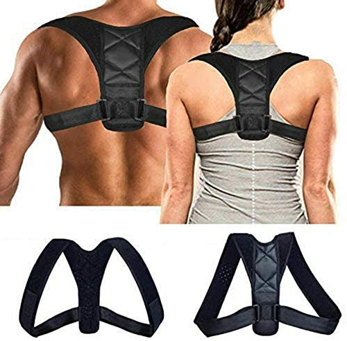 Straightener Back Corrector Posture Corrector,upper Shoulder Back Support Brace Belts,slouch Corrector For Women Man Pain Relief Maintaining Right Black (Black, Medium)