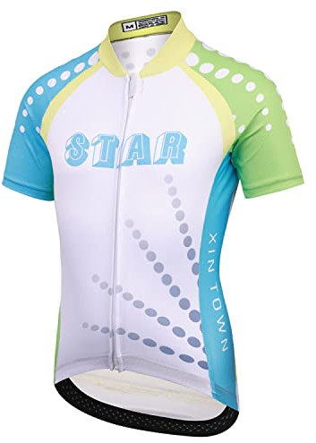 L SERVER Kinder Radtrikot Set Fahrradtrikot Fahrradbekleidung Atmungsaktiv Fahrradanzug Radsportanzug für Junge Mädchen, Stern-1, 146