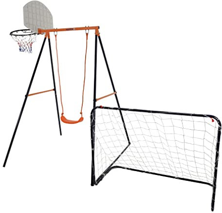 Hedstrom Triton: 3 in 1 With Football Goal, Basketball Hoop, and Swing Combination Set - Multi-Activity Fun for Children aged 3-10 Years - Robust Steel Frame - Easy Assembly With Ground Pegs Included.
