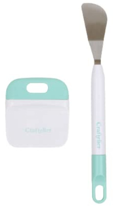 Craftelier - Set de Espátula y Raspador | Herramientas Esenciales para Trabajar con Diversos Materiales de Scrapbooking y otras Manualidades como Vinilo y Papel | Color Blanco y Turquesa