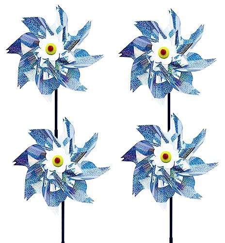 4 Piezas Control Reflectante de Pájaros Espanta Palomas Reflectante Molino de Viento para Control de Aves Decoración de Jardín para Balcón Jardín Proteger Jardín, Huerto, Granja, Techo