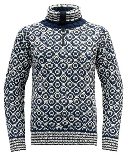 Devold Svalbard Sweater Zip-Neck, M, Night/Offwhite 287A
