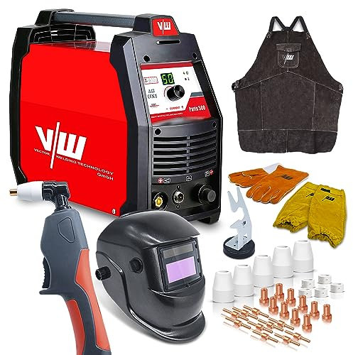 Cortador de plasma 50 A – Set de 41 piezas – Cortador de plasma con 50 amperios de corriente y 13 mm de grosor de corte – 230 V – Incluye quemador de plasma y juego de boquillas de plasma – Paris 500