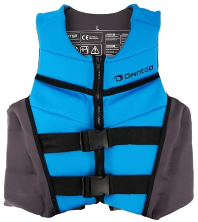 Owntop Swim Vest Youth 75-125 lbs, Neoprene Swim Jacket Kids, Lightweight, Quick-Dry, Buckles Zipper, Kayak, Swimming Training, Boating, Watersports (Blue, L)