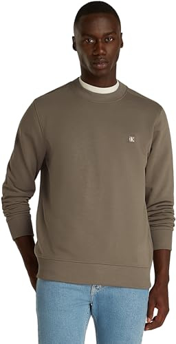 Calvin Klein Herren Sweatshirt Badge Crew Neck Regular Fit, Braun (Falcon), XS