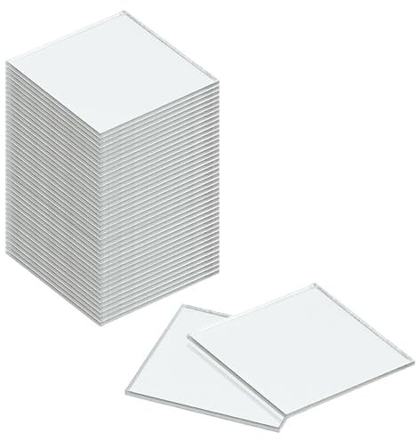 QUARKZMAN 72pz 1,2 x 1,2 Pollici Piastrelle Specchio Mosaico, Adesivi Autoadesivi per Specchio Vetro Argento Medio, Piastrelle Mosaico Quadrate per Decorazioni Artigianali Fai-Da-Te