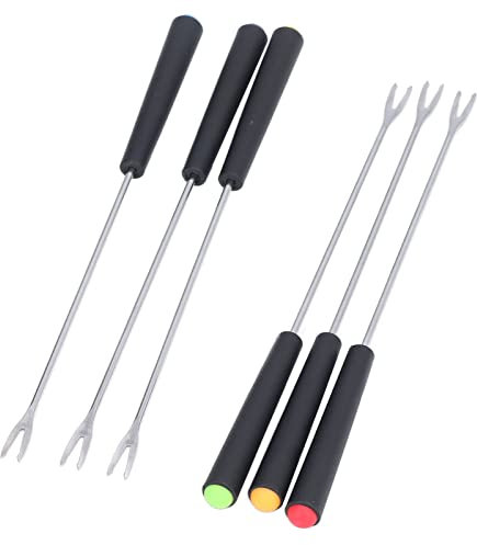 Generic 6 Pcs Long Stainless Steel Fondue Forks with Handle for Chocolate Fountain Cheese Roast Dessert
