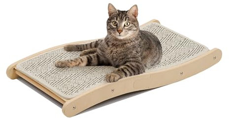 PETKARAY Sisal Cat Scratching Board, Curved Sisal Cat Scratcher, Large Indoor Kitty Scratch Pad, Heavy Duty Arc Lounge Bed for Kitten