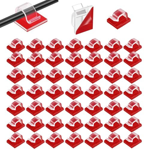 50 Piezas Clips de Cable de Exterior, Organizador de Cables Autoadhesivo, Adhesiva Clips Decorativos de Luces para Cable de USB, Cargador, Fotos, Navidad y Luces de Hadas, Transparente