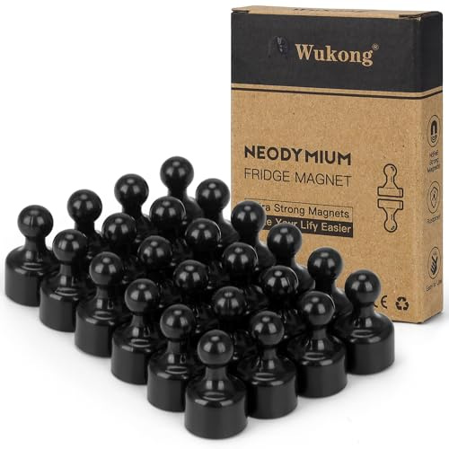 Wukong Lot de 24 Aimants Puissants pour Tableau Magnétique – Petits Aimants Noirs pour Réfrigérateur, Tableau Blanc, Bureau, et Panneau d’Affichage