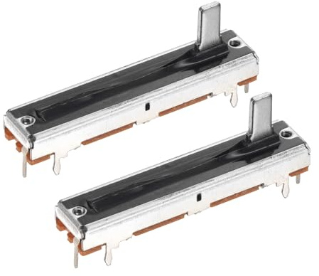 QUARKZMAN 2Pcs Potenciómetro Lineal Simple Recto 7 Pines B10K 45mm(L) 30mm Recorrido 10mm Mango Fader Resistencia Variable Mezclador Potenciómetro Electrónico Para Atenuación Sintonización