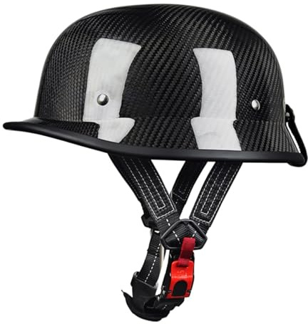 German Style Retro Half Shell Helmet Vintage Motorcycle Half Helmet Adults Carbon Fiber Open Face Motorcycle DOT Approved Cruiser Scooter Chopper ATV for Men Women(A,Large)