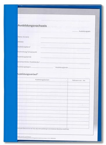 Komplett-Set für 1 Jahr handwerkliche Berufsausbildung (2x Block für den Ausbildungsnachweis mit täglichem Eintrag Mo-Sa und Wochenbericht, Schnellhefter blau, Deckblatt blau)