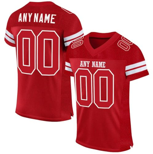 Personalised American Football Jersey for Adult Kids Custom Mesh Polyester Football Shirt with Name Number #7#9 Retro Striped Short Sleeves Breathable and Lightweight Training Shirt